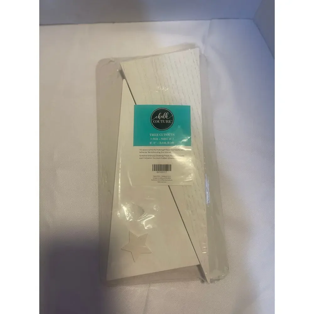 NWT Chalk Couture 2 Pack Christmas Tree‎ Wood Surface Cutouts